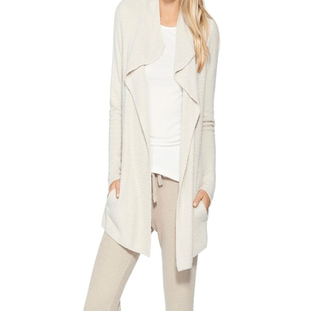 Barefoot Dreams Cozychic Lite Coastal Soft Open Front Cardigan Bisque Sz XS